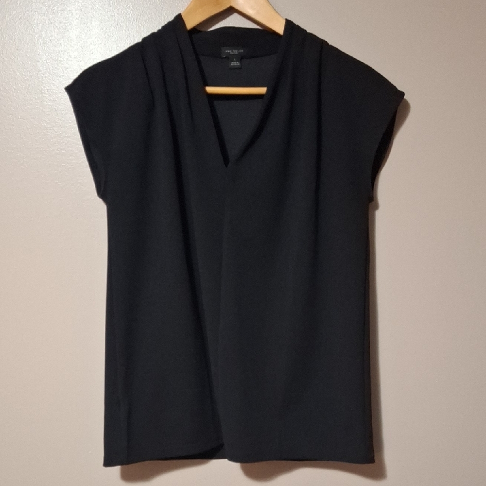 Ann Taylor Black V-Neck Blouse